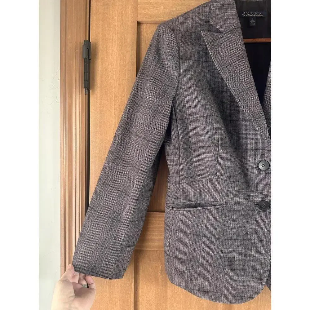 Brooks Brothers Wool & Cashmere Blend Purple Plaid Blazer Jacket Women’s size 12 - Picture 2 of 15